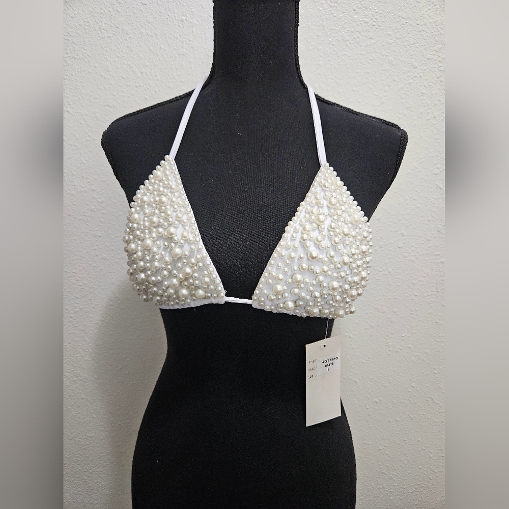 HOT & DELICIOUS Beaded Halter Neck Bra Top